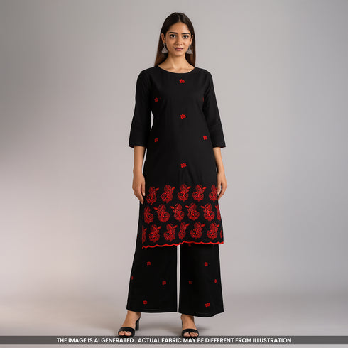 Thread Work Hakoba Cambric Cotton fabric-F4466